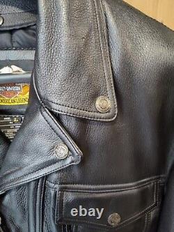 Harley-Davidson Nevada Men's black leather trucker jacket size Large