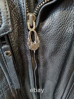 Harley-Davidson Nevada Men's black leather trucker jacket size Large