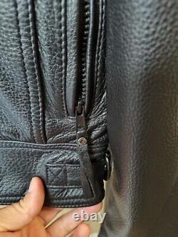 Harley-Davidson Nevada Men's black leather trucker jacket size Large