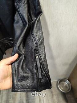 Harley-Davidson Nevada Men's black leather trucker jacket size Large