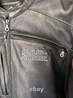 Harley Davidson Original Leather Jacket Orange & Black Biker Jacket