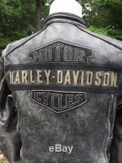 Harley Davidson PASSING LINK Triple Vent Distressed Leather Jacket Men's Large