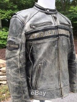 Harley Davidson PASSING LINK Triple Vent Distressed Leather Jacket Men's Large