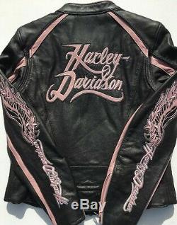 Harley Davidson Pink City Lights Leather Jacket Women Medium 97155-10VW