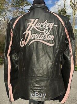 Harley Davidson Pink City Lights Leather Jacket Women Medium 97155-10VW