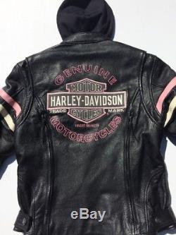 Harley Davidson Pink Fall Miss Enthusiast 3N1 Leather Jacket Women's Large