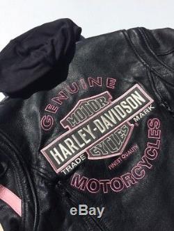 Harley Davidson Pink Fall Miss Enthusiast 3N1 Leather Jacket Women's Large
