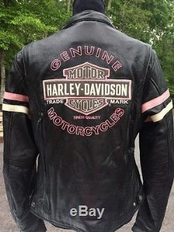 Harley Davidson Pink Fall Miss Enthusiast Leather Jacket Women's Medium