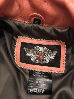 Harley Davidson Pink Leather Biker Motor Passion Diva Hot Jacket Women Medium