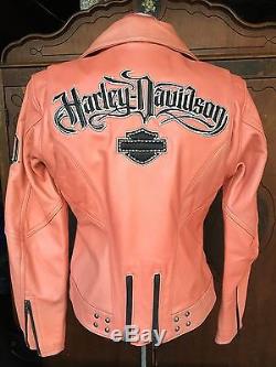 Harley Davidson Pink Leather Biker Motor Passion Diva Hot Jacket Women ...