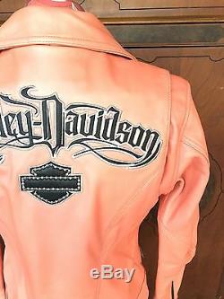 Harley Davidson Pink Leather Biker Motor Passion Diva Hot Jacket Women S Small