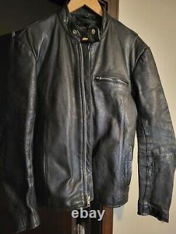 Harley-Davidson RIDER Cafe Racer Black Leather Jackect 44 Medium/ Large Vintage