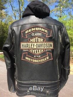 Harley Davidson ROCKER 3N1 Leather Jacket Men's 3XL Black with Hoodie