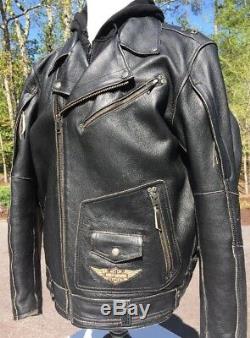 Harley Davidson ROCKER 3N1 Leather Jacket Men's 3XL Black with Hoodie