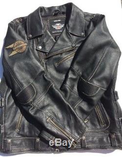 Harley Davidson ROCKER 3N1 Leather Jacket Men's 3XL Black with Hoodie