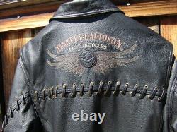 Harley Davidson Rare Southwestern Black Leather Jacket Vest Coat Mens XL X-large