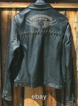 Harley Davidson Rare Southwestern Black Leather Jacket Vest Coat Mens XL X-large