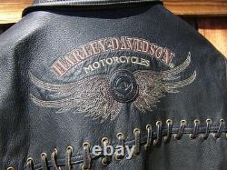 Harley Davidson Rare Southwestern Black Leather Jacket Vest Coat Mens XL X-large