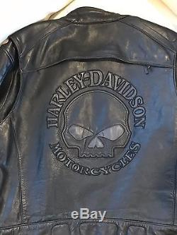 Harley Davidson Reflective Willie G Skull Leather Jacket Mens Size XL 98099-07VM