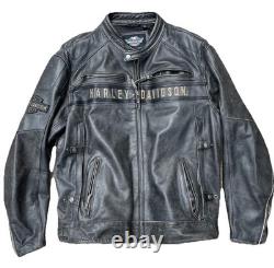 Harley-Davidson Riding Gear Mens Leather Motorcycle Jacket Gray 3XL 98074-14VM