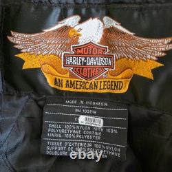 Harley Davidson Riding Jacket Mens L Black Nylon Lined Buckle Zip Biker 2003