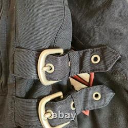 Harley Davidson Riding Jacket Mens L Black Nylon Lined Buckle Zip Biker 2003