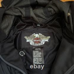 Harley-Davidson Riding Jacket XL Black Motorcycle Hooded Reflective Armor