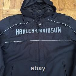 Harley-Davidson Riding Jacket XL Black Motorcycle Hooded Reflective Armor