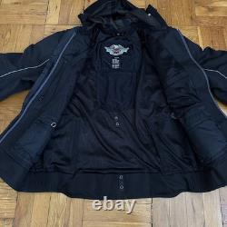 Harley-Davidson Riding Jacket XL Black Motorcycle Hooded Reflective Armor