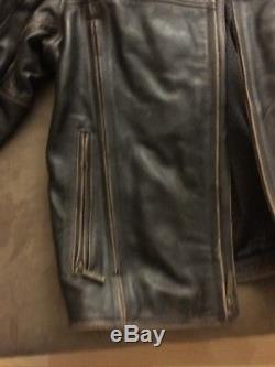 Harley Davidson Roadway Distressed Brown Leather Jacket Men's XL