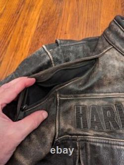 Harley Davidson Roadway Leather Motorcycle Jacket Distressed 98002-11vm Medium