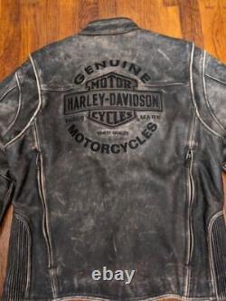 Harley Davidson Roadway Leather Motorcycle Jacket Distressed 98002-11vm Medium