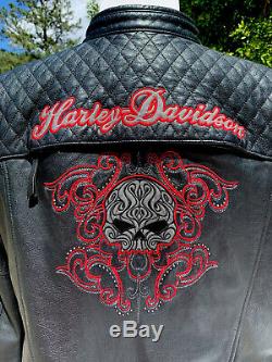 Harley Davidson SCROLL Willie G Skull Leather Jacket Women's 3W