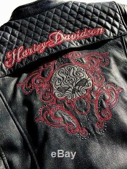 Harley Davidson SCROLL Willie G Skull Leather Jacket Women's 3W