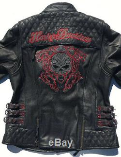 Harley Davidson SCROLL Willie G Skull Leather Jacket Women's 3W