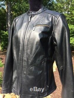 Harley Davidson SHADOW VALLEY Leather Jacket Women Large Angel Wings BLING Black
