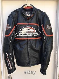 Harley Davidson Screamin' Eagle Leather Motorcycle Jacket Men's Size Large RARE