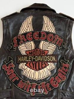 Harley-Davidson Sheep Leather Vest Jacket Men Size M Dark Brown Biker used