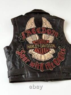 Harley-Davidson Sheep Leather Vest Jacket Men Size M Dark Brown Biker used