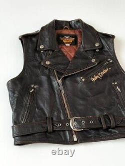 Harley-Davidson Sheep Leather Vest Jacket Men Size M Dark Brown Biker used