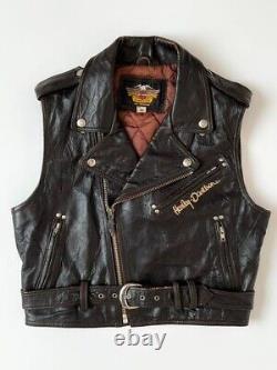 Harley-Davidson Sheep Leather Vest Jacket Men Size M Dark Brown Biker used