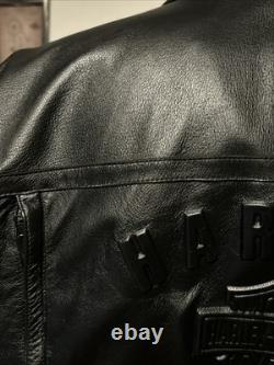 Harley Davidson Shifter Embossed Leather Motorcycle Jacket 98136-03 Vm Men Large