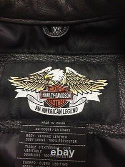 Harley Davidson Torque Leather Jacket Women's XS Black Cream Racing