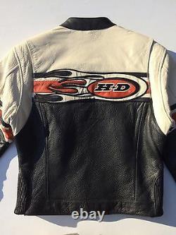 Harley Davidson Torque Leather Jacket Women's XS Black Cream Racing