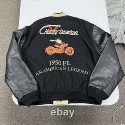 Harley-Davidson Varsity Jacket Mens XL Black Leather Wool Taz Looney Tunes