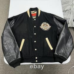 Harley-Davidson Varsity Jacket Mens XL Black Leather Wool Taz Looney Tunes