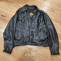 Harley Davidson Vintage Black Leather Motorcycle Jacket Men's Medium USA Made