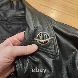 Harley Davidson Vintage Black Leather Motorcycle Jacket Men's Medium USA Made