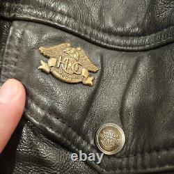 Harley Davidson Vintage Black Leather Motorcycle Jacket Men's Medium USA Made
