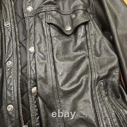 Harley Davidson Vintage Black Leather Motorcycle Jacket Men's Medium USA Made